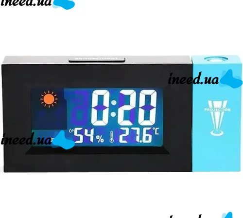 Настільний годинник метеостанція Vkstar 8290 з проєкцією часу, Електронний годинник Clock With Projector з проєктором часу, будильником і термометром