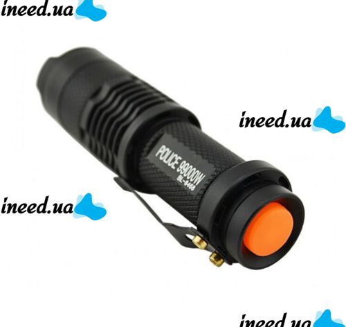 Ручной мини фонарик с линзой Bailong BL-8468 99000W Карманный светодиодный фонарь Supretto X-Balog с функцией зума Черный