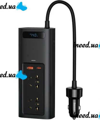 Автомобильный преобразователь напряжения с 12V на 220V Baseus RNBQ-A01 150W инвертор с быстрой зарядкой CN EU 2 розетки type-c USB от прикуривателя