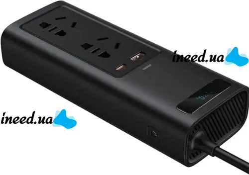 Автомобильный преобразователь напряжения с 12V на 220V Baseus RNBQ-A01 150W инвертор с быстрой зарядкой CN EU 2 розетки type-c USB от прикуривателя