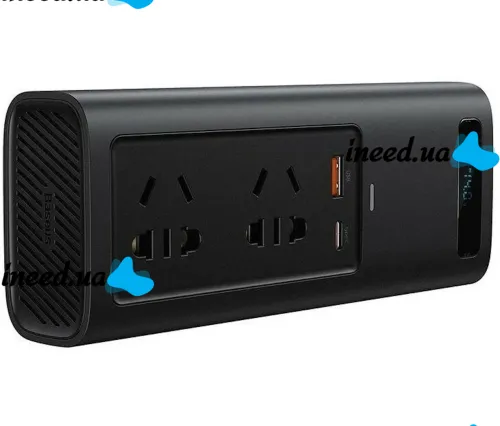 Автомобильный преобразователь напряжения с 12V на 220V Baseus RNBQ-A01 150W инвертор с быстрой зарядкой CN EU 2 розетки type-c USB от прикуривателя