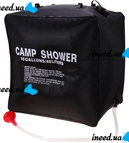 Туристический переносной душ Easy Camp Solar Shower Bag на 40 литров для походов и кемпинга, Летний резервуар для воды с солнечным подогревом Черный