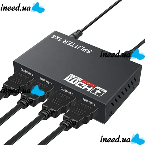 Активный HDMI разветвитель видеосигнала Splitter 1x4 OEM на 4 HDMI порта с поддержкой 4K 2K, Четырехнаправленный сплиттер коммутатор Черный