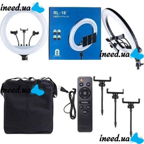 Ring LED Lamp Ring Fill Light RL-18 55W with Remote Control and Bag 46 cm 18" without tripod Professional Studio LED, m-45 45 cm