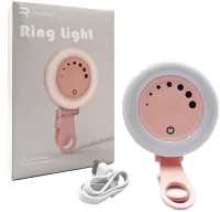 LED Selfie Lamp Ring Ring Light Rhodesy F-508 for Phone, Light Battery Backlight with Clip and Brightness Adjustment for Photos