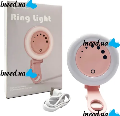 LED Selfie Lamp Ring Ring Light Rhodesy F-508 for Phone, Light Battery Backlight with Clip and Brightness Adjustment for Photos