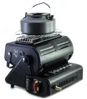 Portable gas heater tabletop stove 2 in 1 YC-808b for 1 burner with piezo ignition, ceramic heater and cylinder adapter