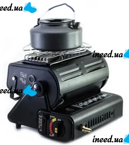 Portable gas heater tabletop stove 2 in 1 YC-808b for 1 burner with piezo ignition, ceramic heater and cylinder adapter