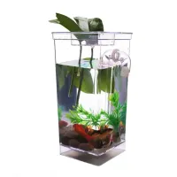 Самоочищающийся аквариум My Fun Fish 2 л с LED подсветкой 12x12x25 см, Квадратный, маленький акриловый наноаквариум с системой самоочищения для рыбок