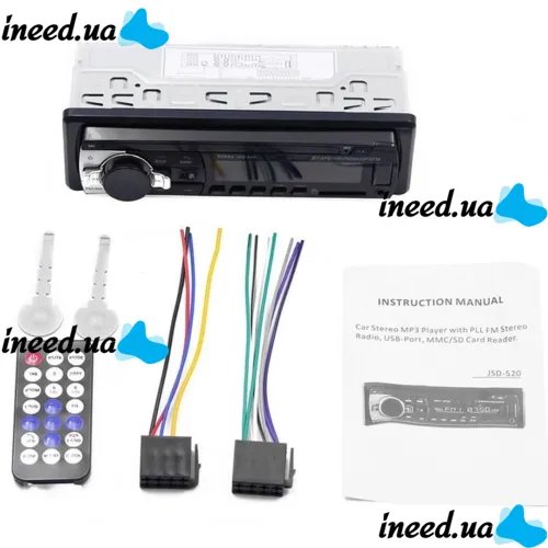 Універсальна автомагнітола Bluetooth Pioneer JSD-520 плеєр з USB і SD, Автомобільна магнітола програвач з пультом управління в машину Чорна