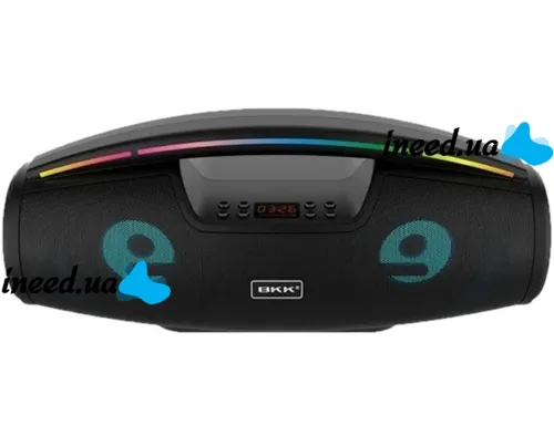 Беспроводная Bluetooth колонка динамик BKK B100 с LED подсветкой 20W с микрофоном, Аккумуляторная блютуз акустика караоке USB SD FM AUX Черная