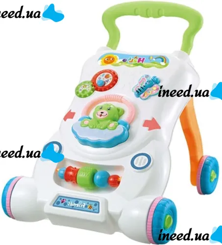 Дитячі розвиваючі ходунки каталка Qichun Toys 696-R15 2в1, Дитячий ходунок Children Music Walker на коліщатках з музичними ефектами для дітей