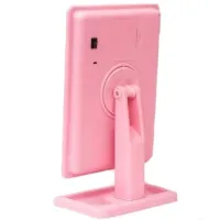 Cosmetie mirror 360 Rotation Angel Desktop Cosmetic Mirror with LED Backlight for Makeup , Compact Rectangular Touch Mirror Pink