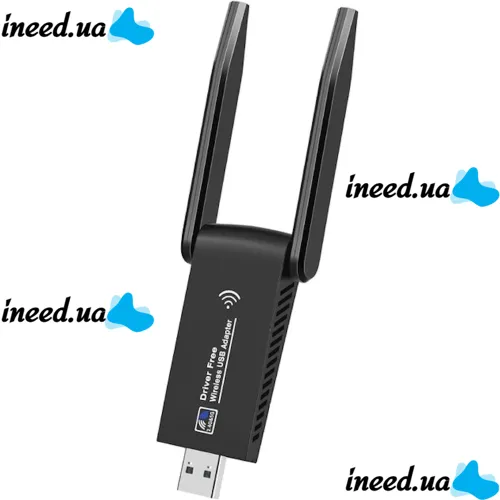 Двухдиапазонный беспроводной Wi-Fi адаптер Digital Lion UWA-05 Wifi репитер с USB 3.0 подключением 2.4 ГГц + 5 ГГц 1300 Mbps 2 антенны UWA05 Черный