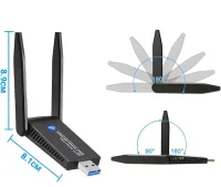 Двухдиапазонный беспроводной Wi-Fi адаптер Digital Lion UWA-05 Wifi репитер с USB 3.0 подключением 2.4 ГГц + 5 ГГц 1300 Mbps 2 антенны UWA05 Черный