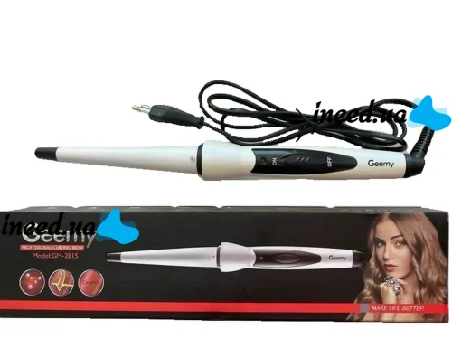 Geemy GM-2815 Professional cone curling iron with tourmaline coating, Device for spiral curling and hair styling Gemei