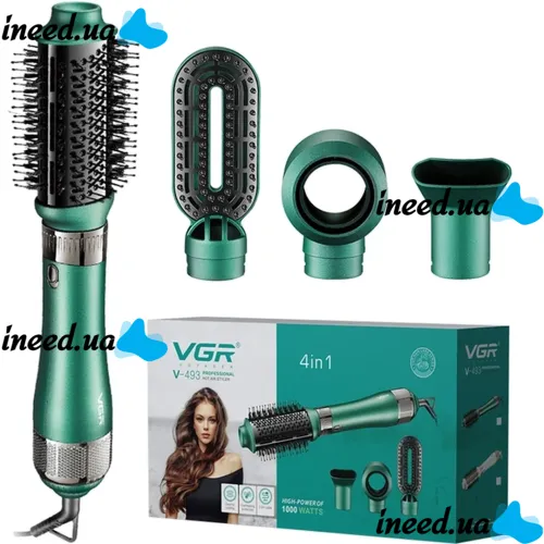 Hair Dryer Brush Straightener VGR V-493 Multi-styler for Drying and Styling Hair 4in1, Professional Air Styler Hair Curling Comb 1000W