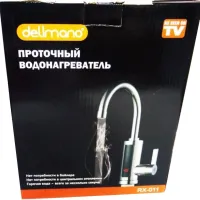 Проточный водонагреватель Delimano RX-011-1 бойлер с экраном, хромированный электрический нагреватель на кран с LCD дисплеем и нижним подключением