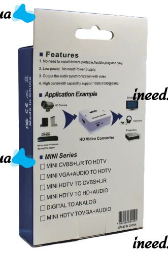 Конвертер переходник VGA на AV RCA тюльпан, Универсальный активный адаптер со звуком и внешним питанием VGA-AV Аудио 3.5 mm Converter Mini 1080P