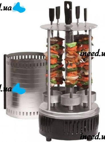 Вертикальная шашлычница электрическая BBQ WX-8601 1000W на 5 шампуров Black электрошашлычница черная