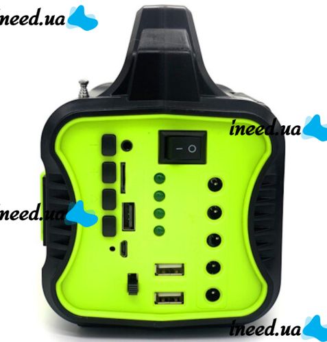 Автономная солнечная станция GDPlus GD-8076 Фонарь колонка с функцией Power Bank, Bluetooth, FM радио, MP3 и 4 LED лампочки с солнечной панелью