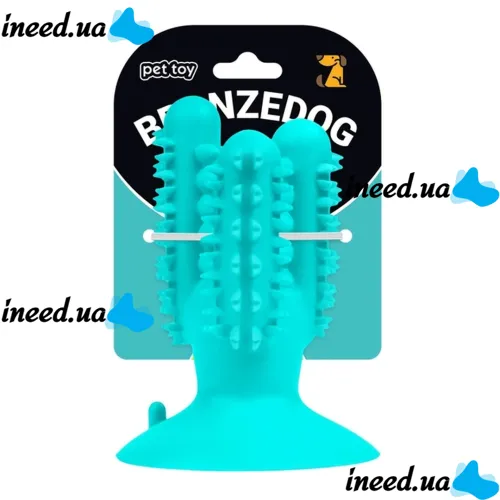 Жевательная игрушка для собак Bronzedog PetFun Dental кактус для чистки зубов на присоске с отверстием для еды, Чистящая зубная щетка Бронзедог