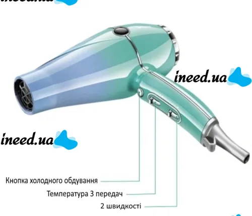 Профессиональный фен VGR V-452 для cушки и укладки волос с отрицательными ионами с 2 насадками 2400W, Электрический фен с холодным обдувом 