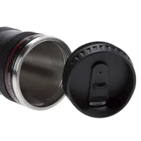 Кружка термос в виде объектива от фотоаппарата Canon EF 24-105, Термокружка объектив 350 мл, Термо чашка с крышкой, Черная