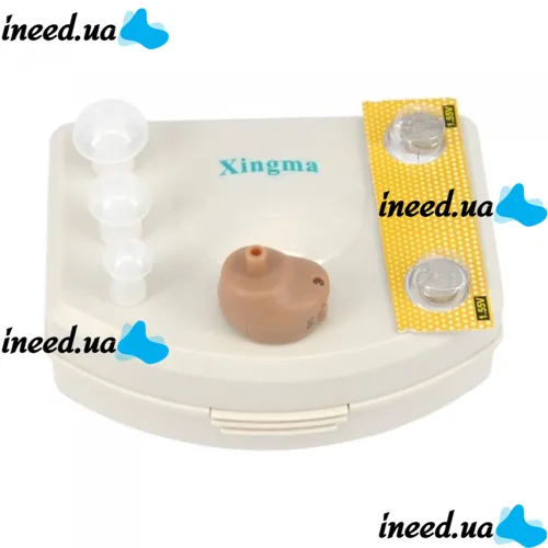 Мини слуховой аппарат Xingma XM-900A с боксом для хранения Слуховой внутриушной аппарат для усиления слуха от батареек Усилитель звука K-80