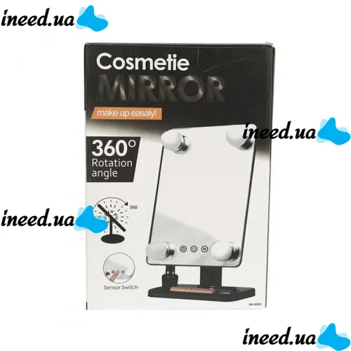 Cosmetie mirror 360 Rotation Angel Desktop Cosmetic Mirror with LED Backlight for Makeup , Compact Rectangular Touch Mirror Pink