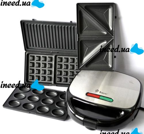 Sandwich maker sandwich maker multi-baker 4 in 1 Domotec MS-7704 1000W 4in1 grey grill, waffle iron, hazel 1000W