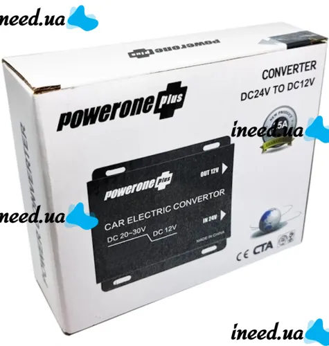 Автомобильный понижающий инвертор PowerOne Plus DC/DC 24v-12v 20A, Авто преобразователь напряжения GS-D20A 24В-12В постоянного тока, Автоинвертор
