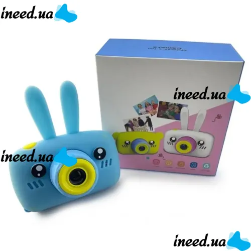 Детский аккумуляторный фотоаппарат DVR Baby Camera XL-500R зайчик, Детская цифровая камера 7688 600mAh, Цифровой фотоаппарат для детей Голубой