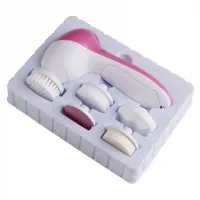 Электрический женский массажер для лица 5 в 1 Multifunction Face Cleaner AE-8782C 5 насадок, Массажная щетка со сменными насадками на батарейках