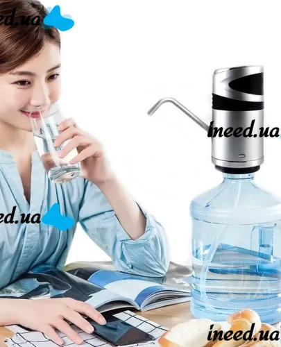 Автоматическая помпа для воды на бутыль Water Dispenser XL-129 Серебристая, Портативный аккумуляторный насос электрический диспенсер дозатор на кулер