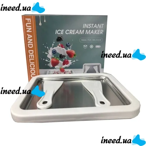 Ручний апарат для приготування морозива Ice Cream Maker Instant, Морожениця Роликова тарілка з 2 лопатками для морозива ручної роботи