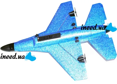 Радиоуправляемый самолет истребитель Keerpu FOAM A682 с пультом управления, Самолетик планер SU35 на радиоуправлении A-682 из пеноматериала Синий