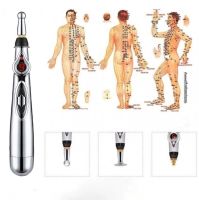Акупунктурный массажер в форме ручки Massager Pen DF-618, Прибор для точечного массажа всего тела Серый, Электронная акупунктурная ручка для лица