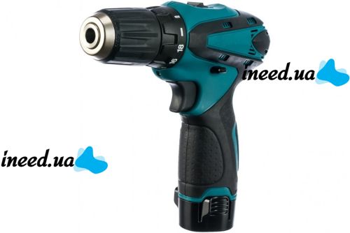 Makita DF330DWE rechargeable screwdriver 12V 2AH Li-Ion + spare battery in a case and a set of tools