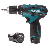 Makita DF330DWE rechargeable screwdriver 12V 2AH Li-Ion + spare battery in a case and a set of tools