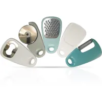 Брелок-органайзер Kitchenware из кухонных принадлежностей 5 предметов, Набор для кухни Терка, открывашка, нож, овощечистка на брелке для кемпинга