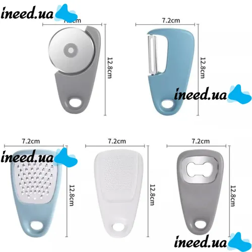 Брелок-органайзер Kitchenware из кухонных принадлежностей 5 предметов, Набор для кухни Терка, открывашка, нож, овощечистка на брелке для кемпинга