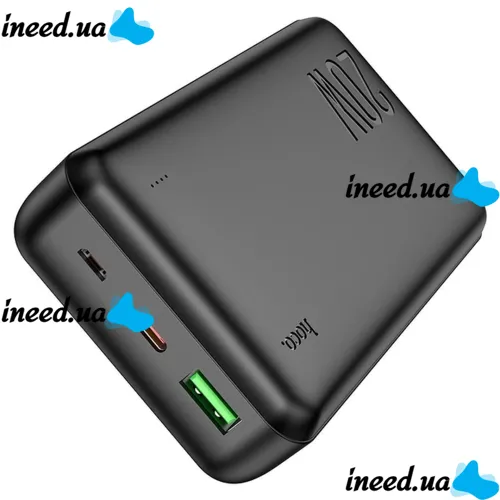 Внешний аккумулятор с быстрой зарядкой Power Bank Hoco J87A 20000mAh PD20W+QC3.0(22.5W), Портативная батарея повербанк Хоко с выходом Type-C Черный