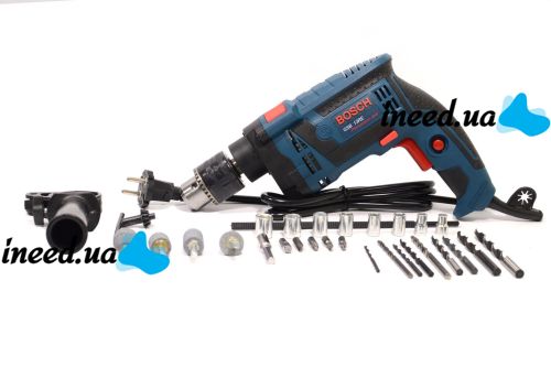 Ударная дрель Bosch GSB 13 RE Professional 600W в кейсе с набором инструментов