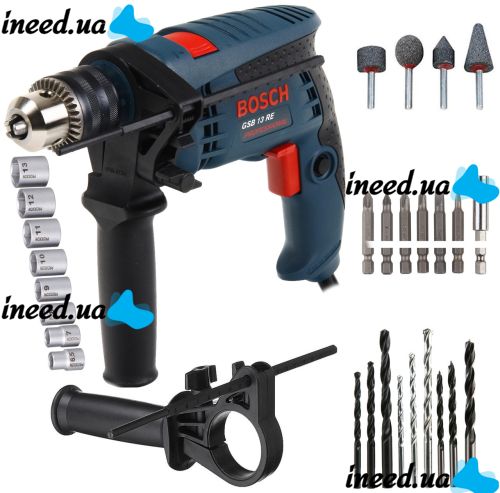 Ударная дрель Bosch GSB 13 RE Professional 600W в кейсе с набором инструментов
