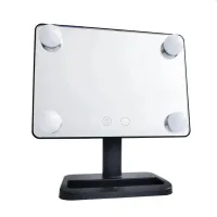 Настольное косметическое зеркало Cosmetie mirror 360 Rotation Angel с LED подсветкой для макияжа, Компактное прямоугольное сенсорное зеркало Черное
