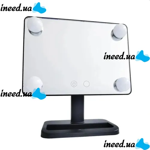 Настольное косметическое зеркало Cosmetie mirror 360 Rotation Angel с LED подсветкой для макияжа, Компактное прямоугольное сенсорное зеркало Черное