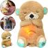 Светящаяся дышащая Выдра Fisher Price FXC66 30 см с дыханием для сна детей, мягкая плюшевая игрушка музыкальный ночник от батареек Коричневая