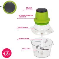 Electric Chopper with Two-tier Blade Leomax Zipper Green ZS-8986 300w 6 in 1 Universal Kitchen Blender Green Chopper Blender