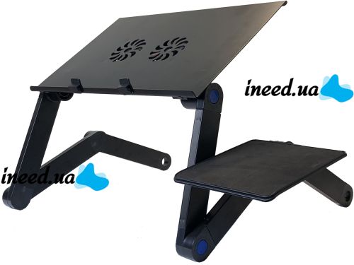 Складной столик трансформер для ноутбука Laptop Table T8 с USB-охлаждением и подставкой для мышки, Раскладной стол для ноутбуков с вентилятором